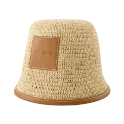 Jacquemus Rieten Bucket Hat - Lichtbruin-Heren Hoeden