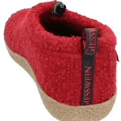 Giesswein Rode Gesloten Pantoffels met Bontvoering-Heren Pantoffels