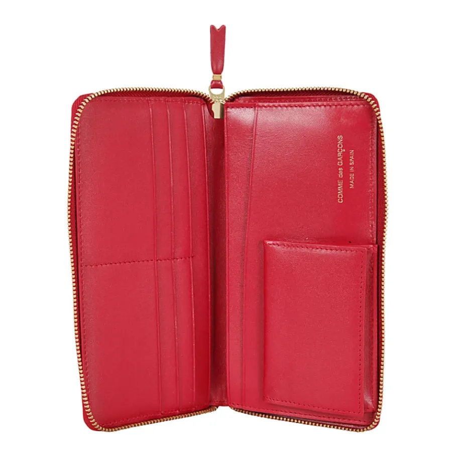 Comme des Garçons Rode Leren Lijn Portemonnee-Heren Portefeuilles