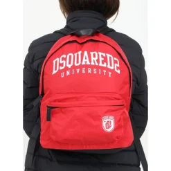 Dsquared2 Rode Rugzak met Logo Print-Heren Rugzakken|Tassen