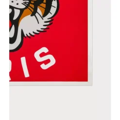 Kenzo Rode Zijden Lucky Tiger Sjaal-Heren Sjaals