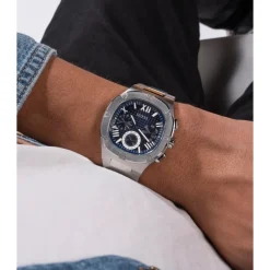 Guess Roestvrijstalen Armband Zilveren Horloge-Heren Horloges