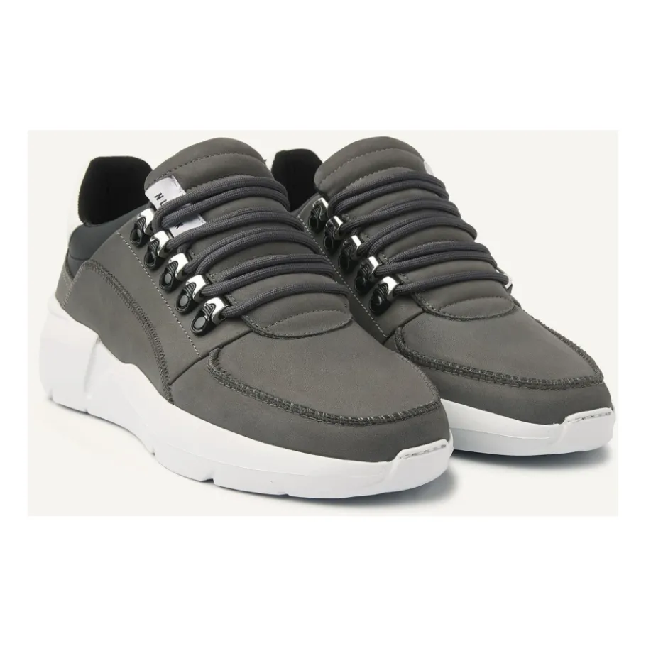 Nubikk Roque Roman Dark Grey Combi Sneakers-Heren Sneakers