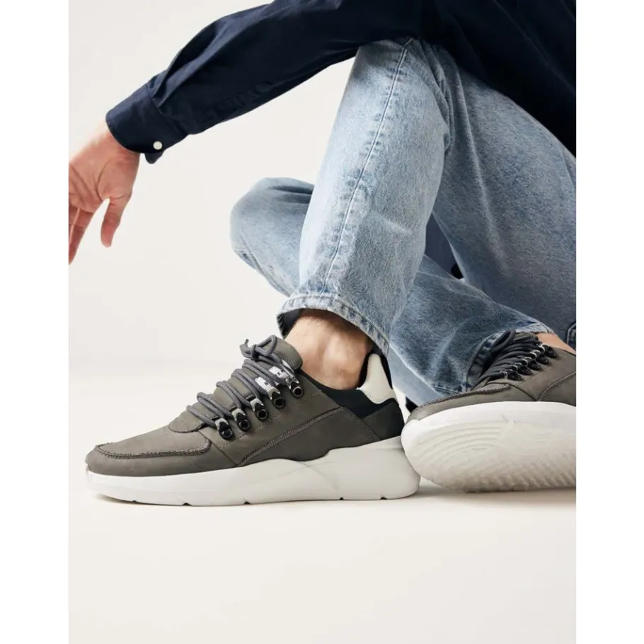 Nubikk Roque Roman Dark Grey Combi Sneakers-Heren Sneakers