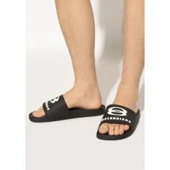 Balenciaga Rubberen slides met logo-Heren Slippers