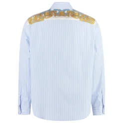 Versace Seashell Baroque Polka Dot Katoen Poplin Overhemd-Heren Overhemden