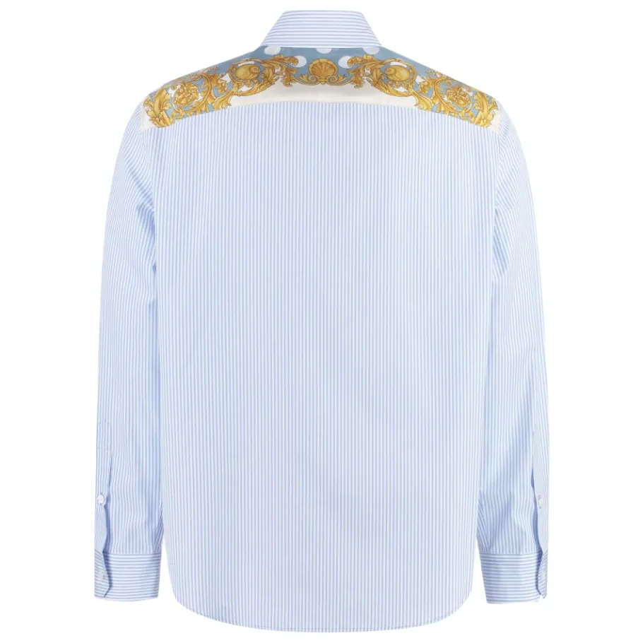 Versace Seashell Baroque Polka Dot Katoen Poplin Overhemd-Heren Overhemden