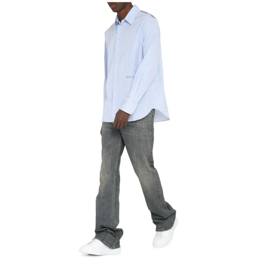 Versace Seashell Baroque Polka Dot Katoen Poplin Overhemd-Heren Overhemden