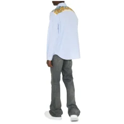 Versace Seashell Baroque Polka Dot Katoen Poplin Overhemd-Heren Overhemden