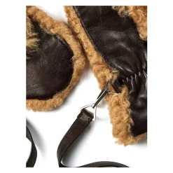 Bottega Veneta Shearling Leather Logo Handschoenen-Heren Handschoenen