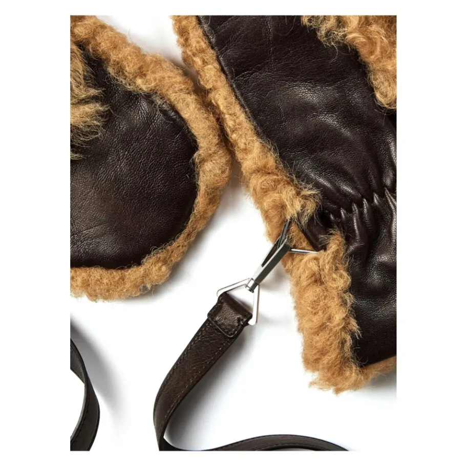 Bottega Veneta Shearling Leather Logo Handschoenen-Heren Handschoenen