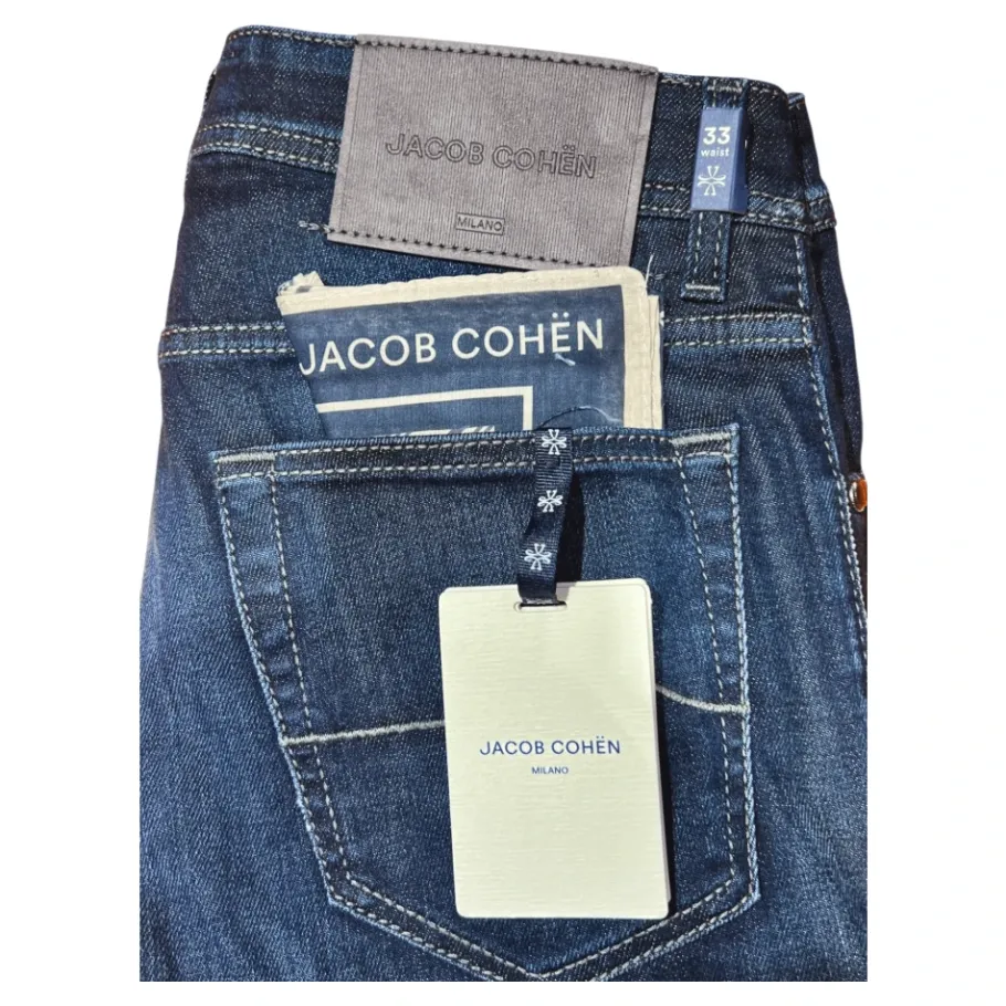 Jacob Cohën Slim Carbon Label Donker Gewassen Jeans-Heren Jeans