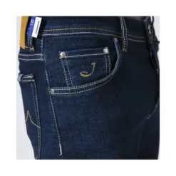 Jacob Cohën Slim Fit Navy Jeans met Gele Plooi - Nick Model-Heren Jeans