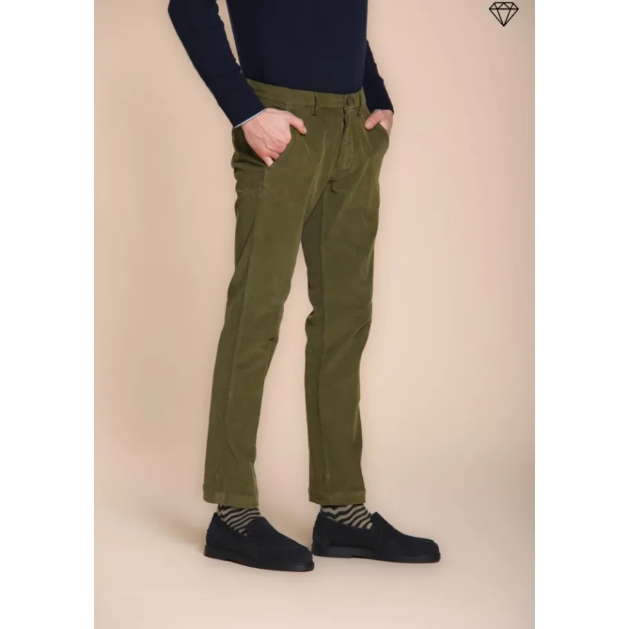 Mason's Slim Fit Olijf Corduroy Chino Broek-Heren Broeken