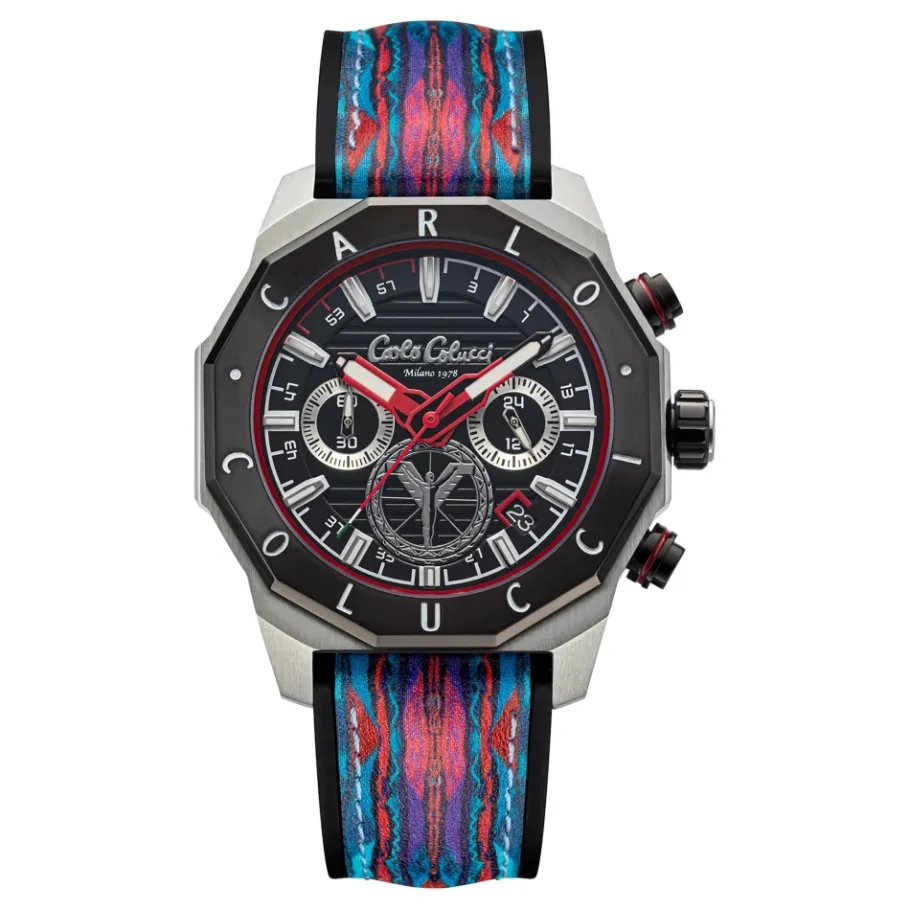 Carlo Colucci Sportief roestvrijstalen horloge met siliconen band-Heren Horloges