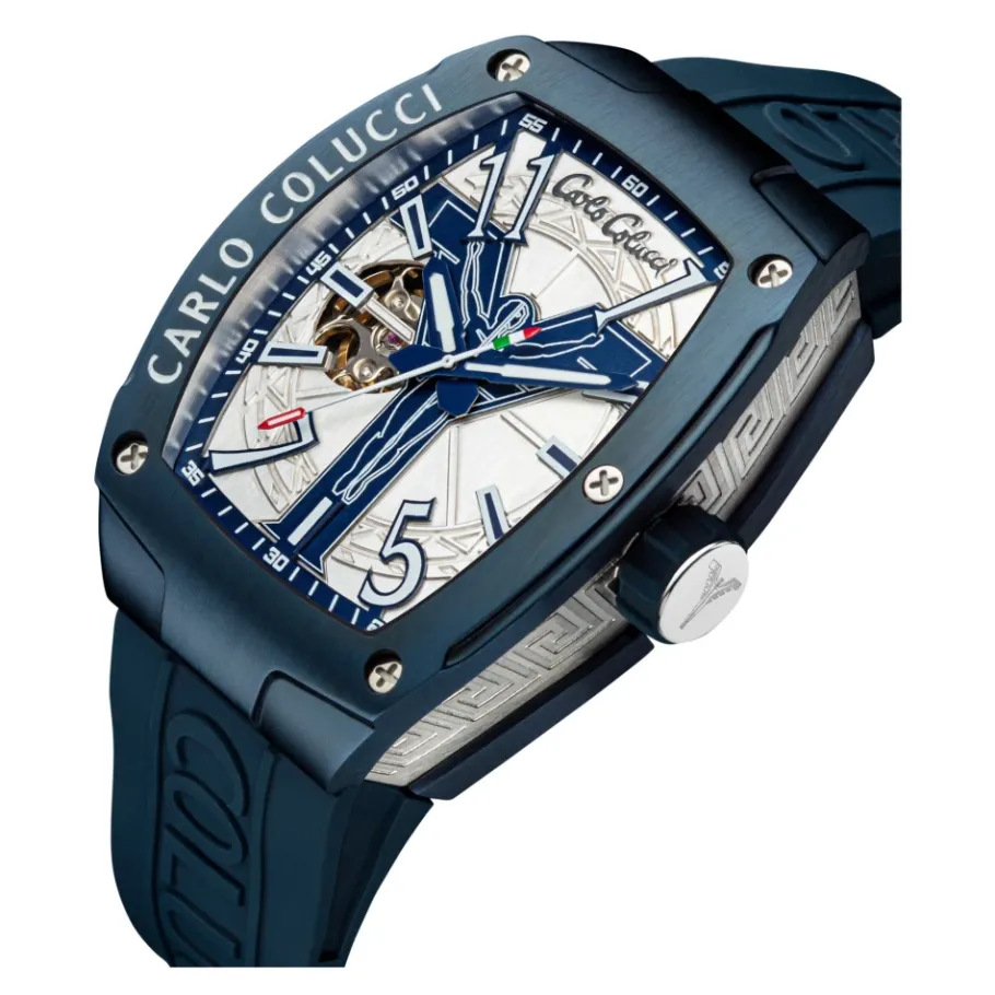 Carlo Colucci Stijlvolle roestvrijstalen siliconen horloge-Heren Horloges