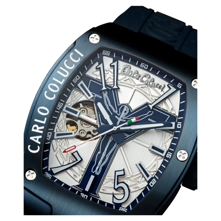 Carlo Colucci Stijlvolle roestvrijstalen siliconen horloge-Heren Horloges