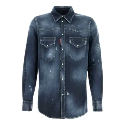 Dsquared2 Stretch Denim Western Mode Shirt-Heren Overhemden