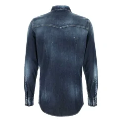 Dsquared2 Stretch Denim Western Mode Shirt-Heren Overhemden