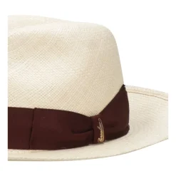 Borsalino Stro Panama Hoeden met Contrasterende Hoofdband-Heren Hoeden