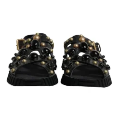 Dolce & Gabbana Studded Leren Slide Sandalen met Logo-Heren Sandalen