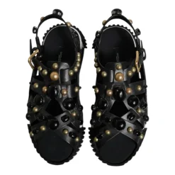 Dolce & Gabbana Studded Leren Slide Sandalen met Logo-Heren Sandalen
