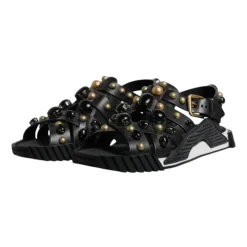 Dolce & Gabbana Studded Leren Slide Sandalen met Logo-Heren Sandalen