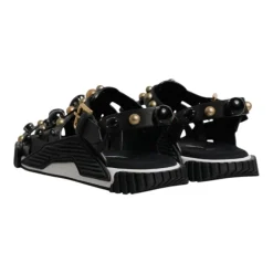 Dolce & Gabbana Studded Leren Slide Sandalen met Logo-Heren Sandalen