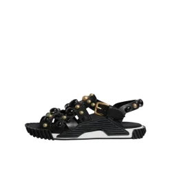 Dolce & Gabbana Studded Leren Slide Sandalen met Logo-Heren Sandalen