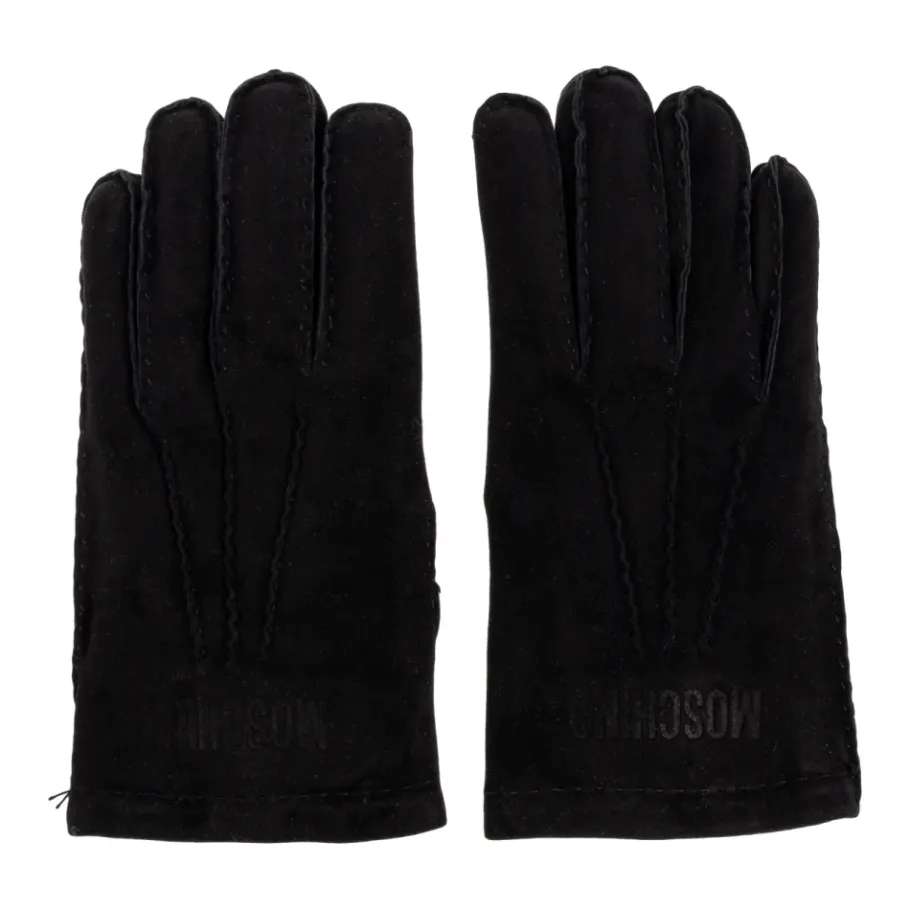 Moschino Suède handschoenen met geborduurd logo-Heren Handschoenen