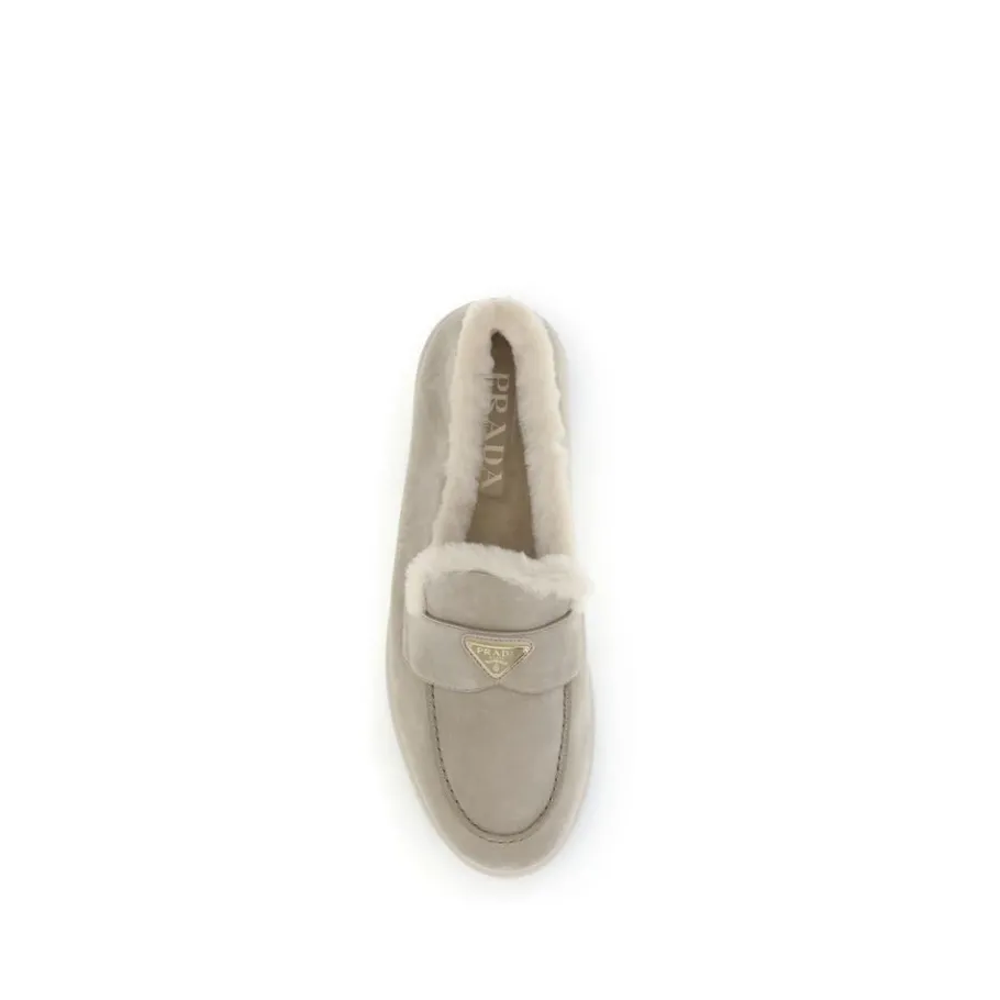 Prada Suède Loafers met Bontvoering-Heren Instappers & Slip Ons