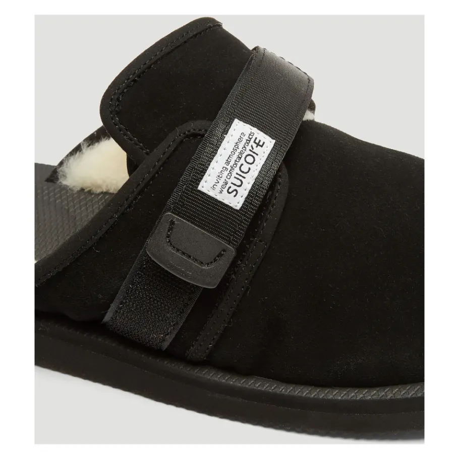 Suicoke Suède Sandalen met Shearling Voering-Heren Pantoffels