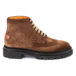 Santoni Suède Vetersluiting Enkellaarsjes-Heren Laarzen
