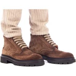 Santoni Suède Vetersluiting Enkellaarsjes-Heren Laarzen