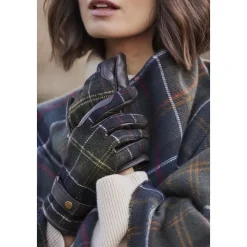 Barbour Tartan Leren Handschoenen-Heren Handschoenen