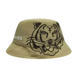Kenzo Tiger Head Khaki Bucket Hat-Heren Hoeden