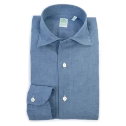 Finamore Tokyo Line Chambray Denim Overhemd-Heren Overhemden