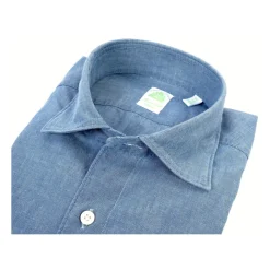 Finamore Tokyo Line Chambray Denim Overhemd-Heren Overhemden
