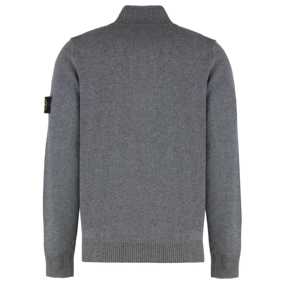 Stone Island Trui met halve rits en vilten details-Heren Truien & Vesten