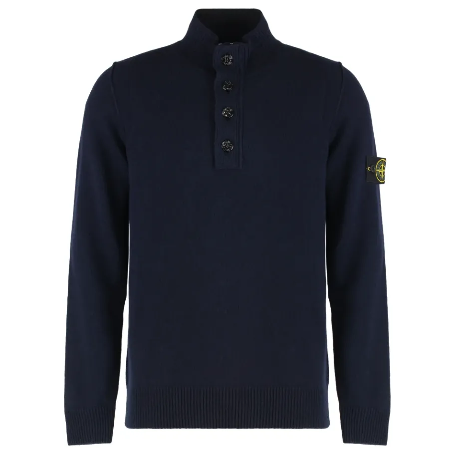 Stone Island Trui met Korte Rits en Vilt Details-Heren Truien & Vesten