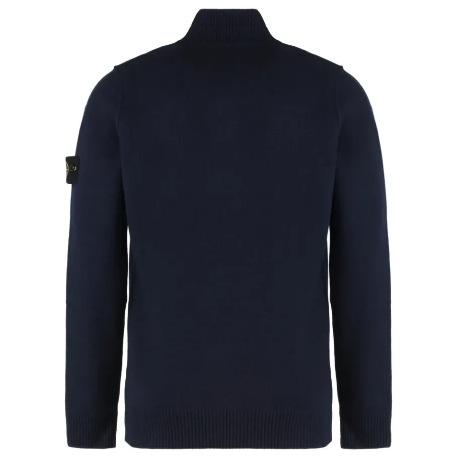 Stone Island Trui met Korte Rits en Vilt Details-Heren Truien & Vesten