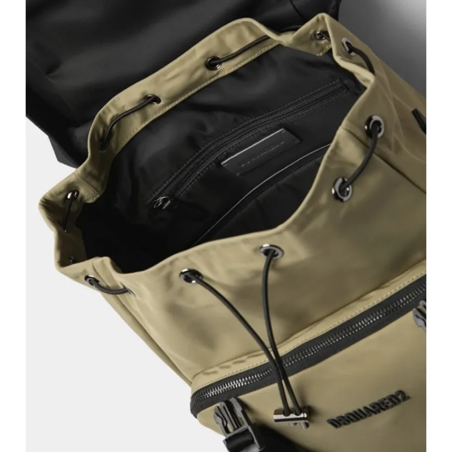 Dsquared2 Tweekleurige Rugzak met Verstelbaar Trekkoord en Zakken met Rits-Heren Rugzakken|Tassen