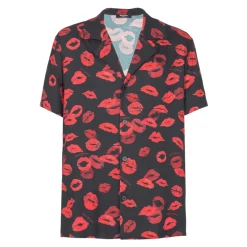 Balmain Twill pyjama overhemd met Kiss print-Heren Overhemden