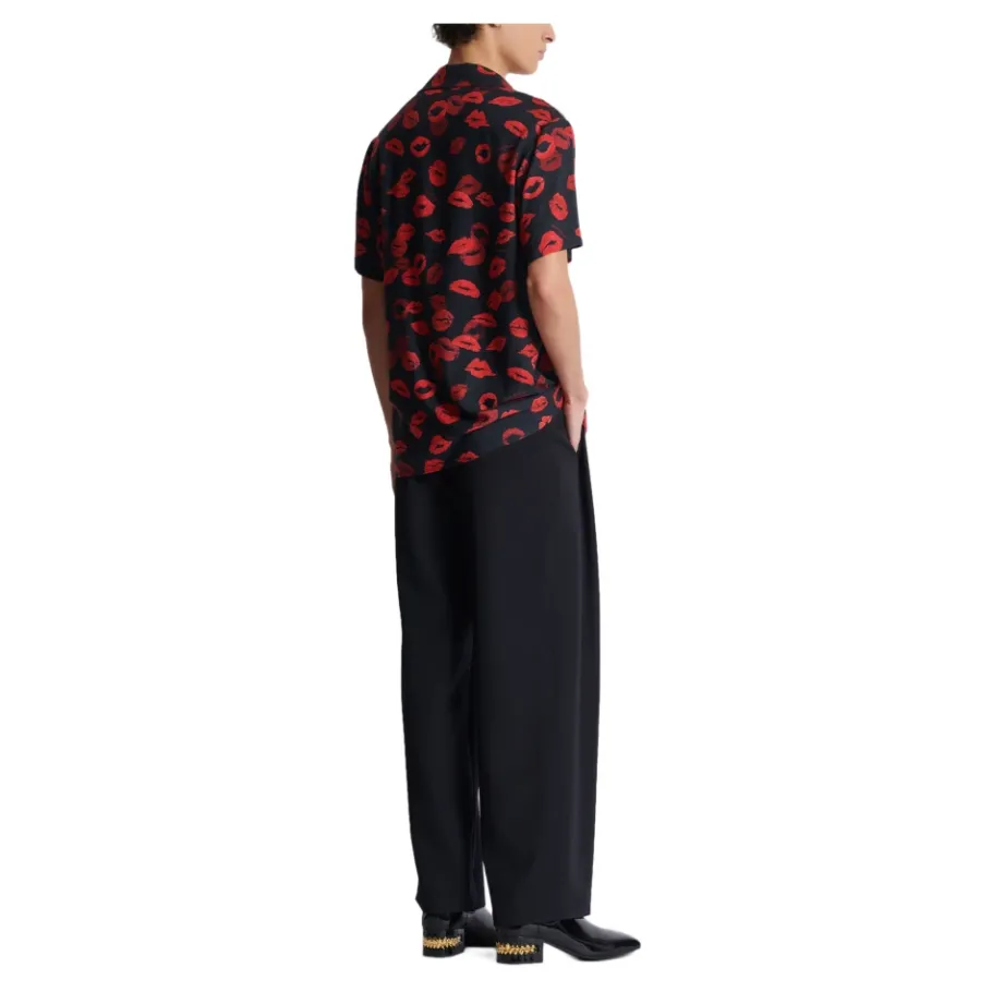 Balmain Twill pyjama overhemd met Kiss print-Heren Overhemden