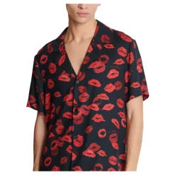 Balmain Twill pyjama overhemd met Kiss print-Heren Overhemden