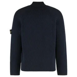 Stone Island Vanisé Half-zip Trui met Volledige Ribstructuur-Heren Truien & Vesten