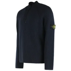 Stone Island Vanisé Half-zip Trui met Volledige Ribstructuur-Heren Truien & Vesten