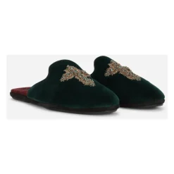 Dolce & Gabbana Velours Geborduurde Heren Pantoffels-Heren Pantoffels