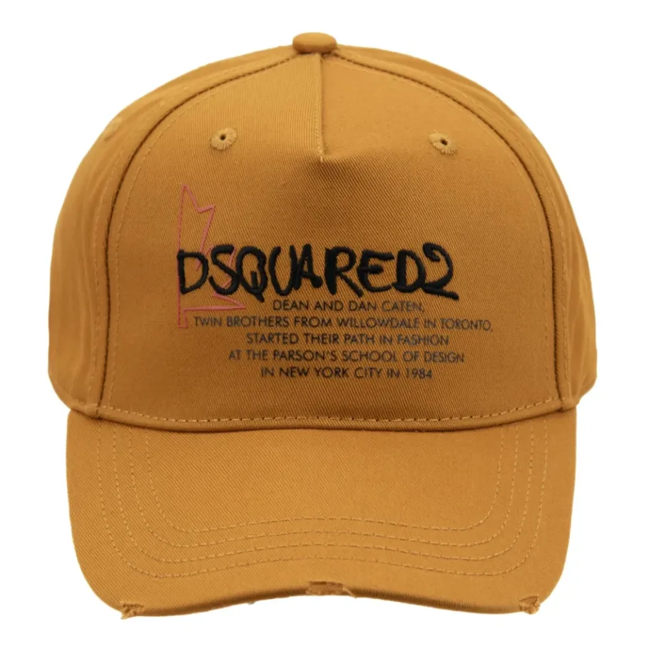 Dsquared2 Verstelbare katoenen baseballpet met reliëfletters-Heren Petten