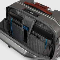 Piquadro Wheeled laptop briefcase for iPad®Pro 12,9”, TSA lock with USB and USB Type-C ports-Heren Tassen